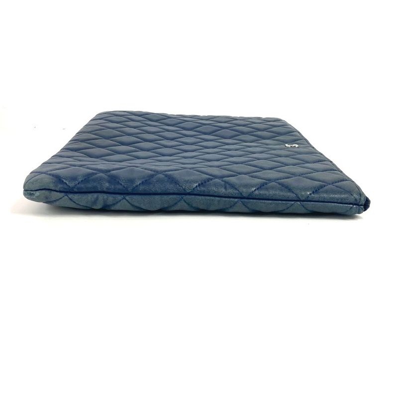 Chanel Clutch Bag CC Coco Mark Quilted Leather Navy