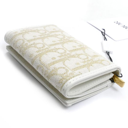 Christian DIOR Oblique 30 Montaigne Medium Wallet Coin Case White Gold S2300unrg