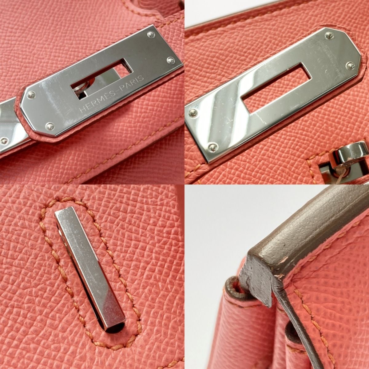 Hermes Birkin 30 Handbag Flamingo Vaux Epson Q Engraved Crochette Cadena