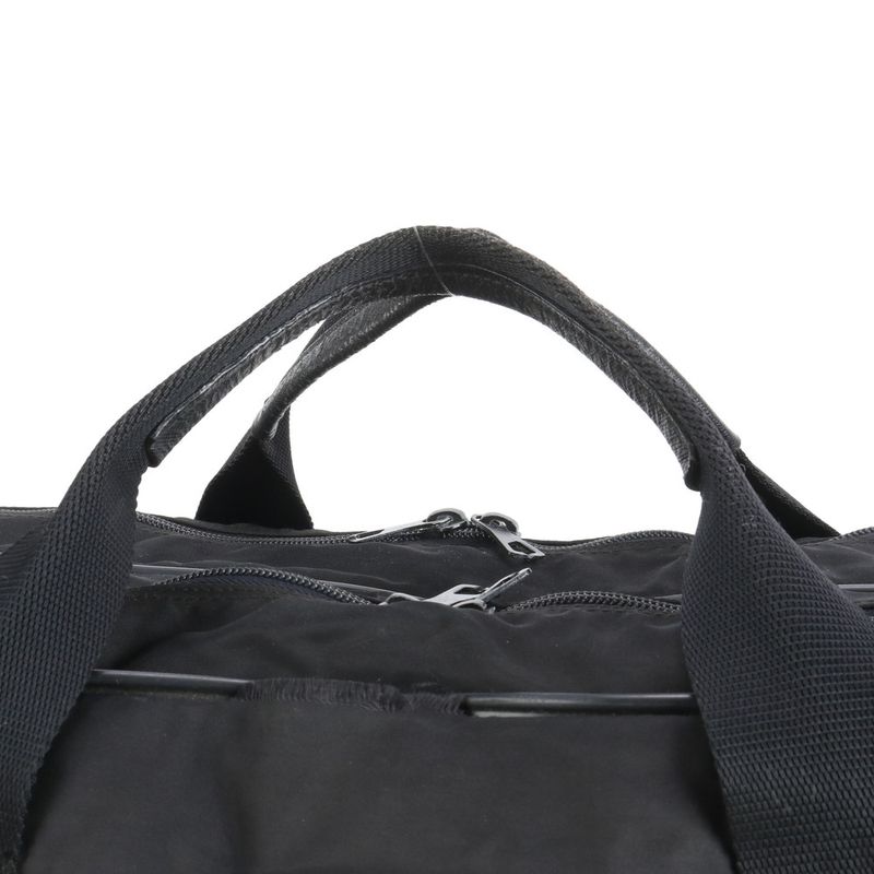 Prada Tessuto Nylon Triangle Logo Leather Boston Bag Business Travel Tote