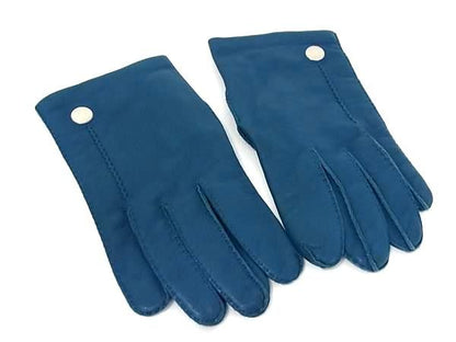 Hermes Serie Lambskin Gloves Gloves Size 8 Women's Blue Fj2923