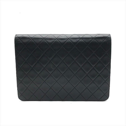 Chanel CC Logo Pushlock Lambskin Quilted Chain Shoulder Bag Black