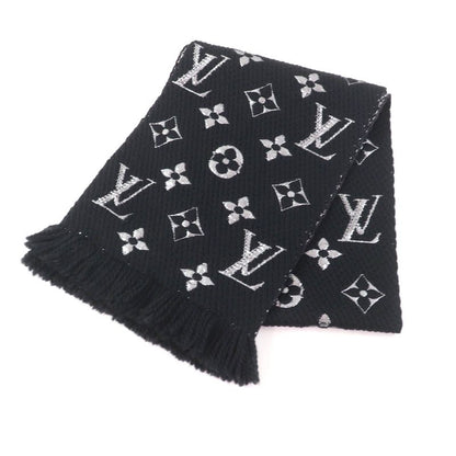 Louis Vuitton M75833 Echarpe Logomania Shine Silk-blend Noir Monogram Scarf