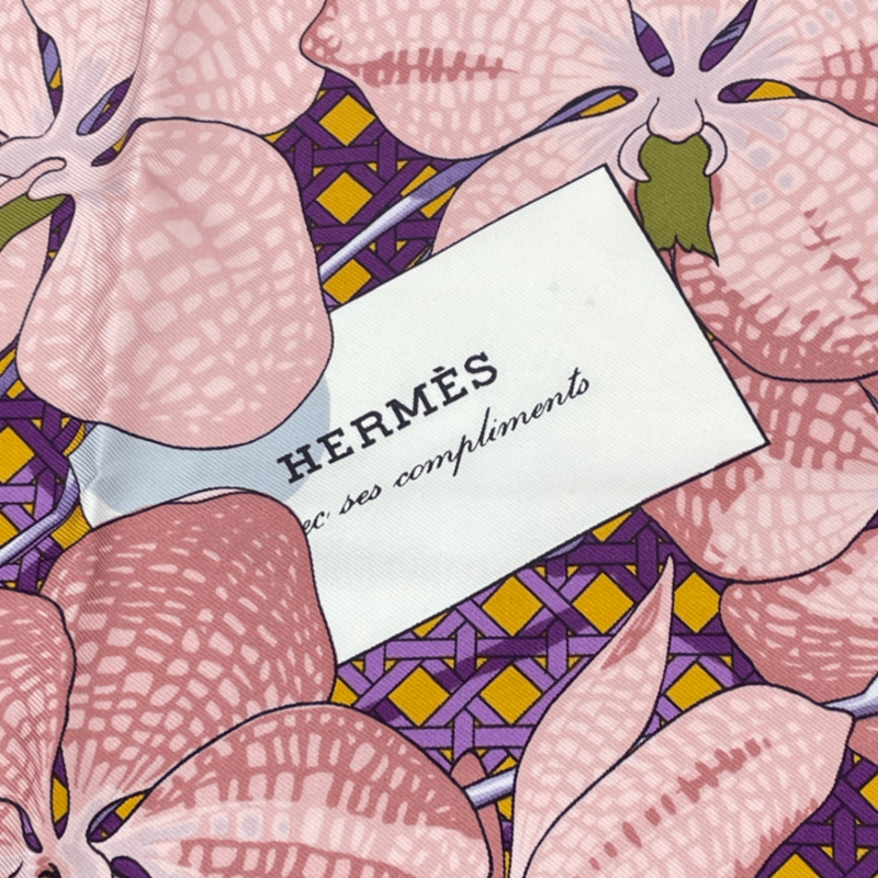Hermes Scarf Carre 90 Floral Pattern Orchid Phalaenopsis Orchid Purple Touvenirs