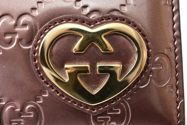 Gucci Wallet Gucci Long Wallet GG Pattern Heart Shape Interlocking G Metallic