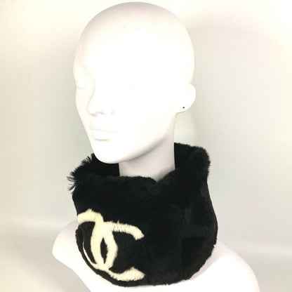 Chanel Scarf CC Logo Coco Mark Tippet Black