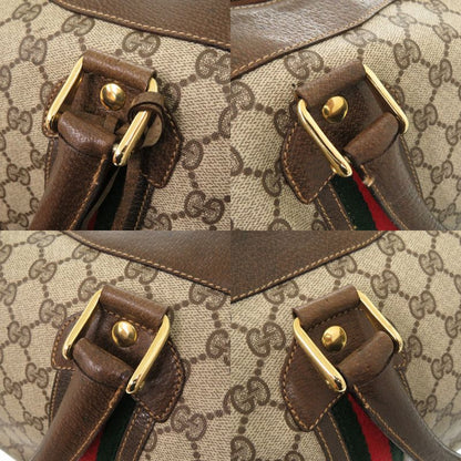 Gucci Old Gucci GG Plus Sherry Line 001 25 424 GG Supreme Brown Boston Bag 1092