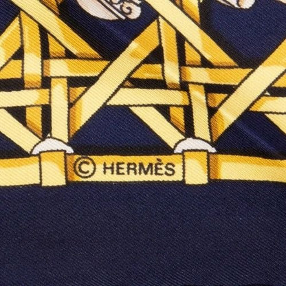 HERMES Silk Scarf Carre 90 FEUX DE ROUTE Carriage Lantern Red Gold