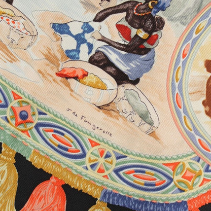 Hermes Carré 90 Cavaliers Peuls Poole Horsemen Silk Scarf Black Multicolor