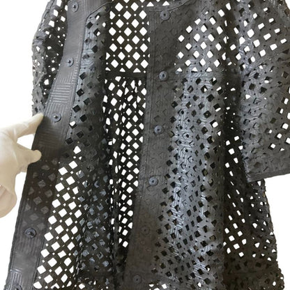 Good Fendi Short Sleeve Cutwork Shirt Blouse Size 40 Black Ladies Used