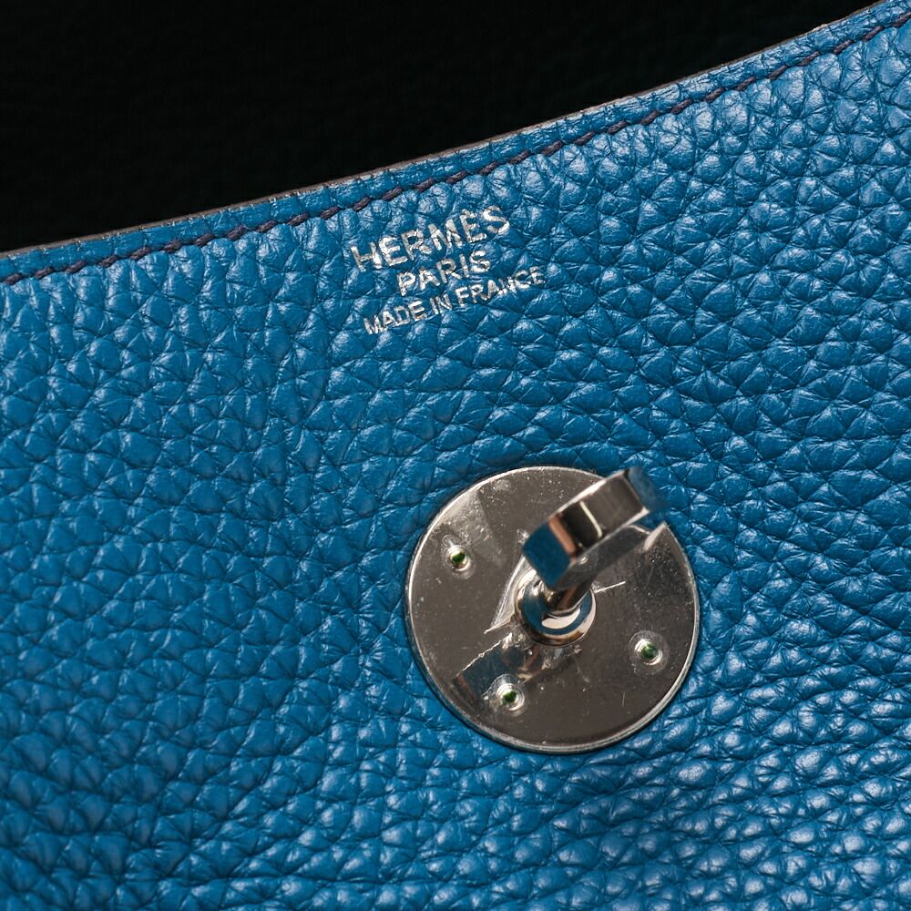 Hermes Lindy 30 2-way Shoulder Bag Taurillon Clemence Blue Baon And Blue Paon
