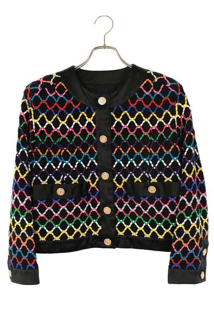 Chanel P72503v64213 Coco Mark Button No Collar Jacket Women's 42