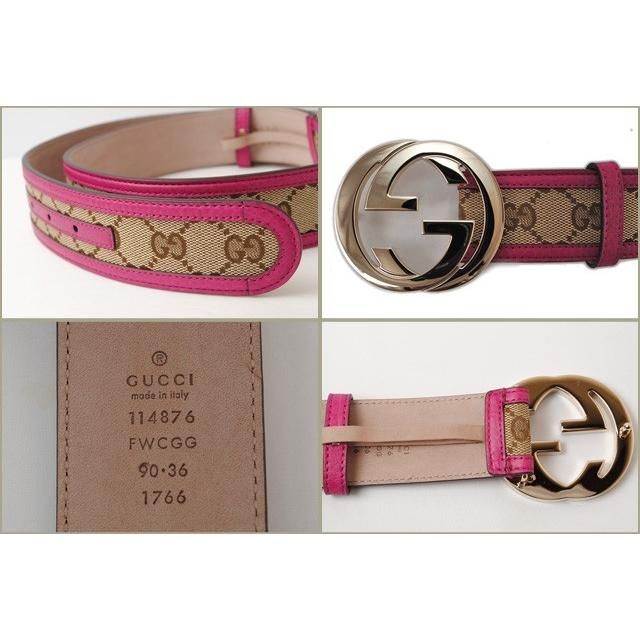 Unused Gucci Belt GG Brown Beige Pink 114876 Fwcgg 8961