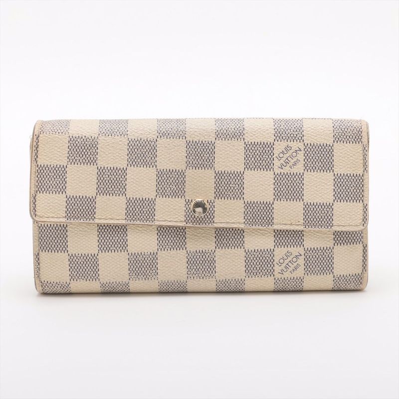 Louis Vuitton Damier Azure Portefeuille Sarah Long Wallet N61735 Ivory Made In