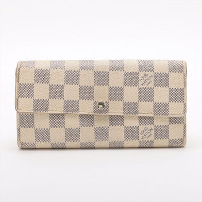 Louis Vuitton Damier Azure Portefeuille Sarah Long Wallet N61735 Ivory Made In