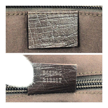 Gucci Beige Brown Silver Hardware GG Supreme Canvas/leather 141196 Tote Bag