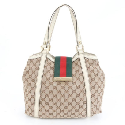 Gucci GG Canvas Sherry Line Leather Tote Bag Shoulder Hand 233607 Women EME