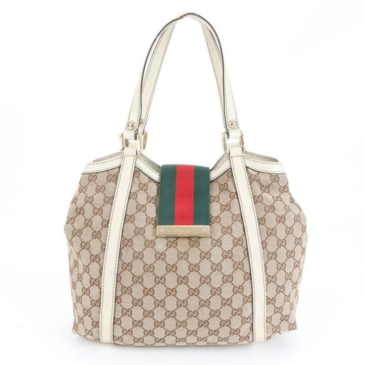 Gucci GG Canvas Sherry Line Leather Tote Bag Shoulder Hand 233607 Women EME