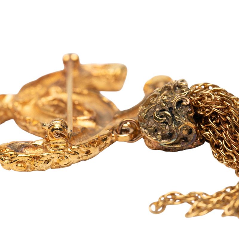 Chanel Vintage Coco Mark Yogan Lava Fringe Gold Plated Ladies Chanel