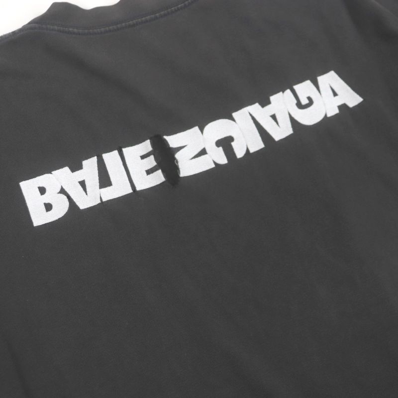 Balenciaga 675016 Unifit Turning Logo Oversized Damaged Crew Neck Short Sleeve