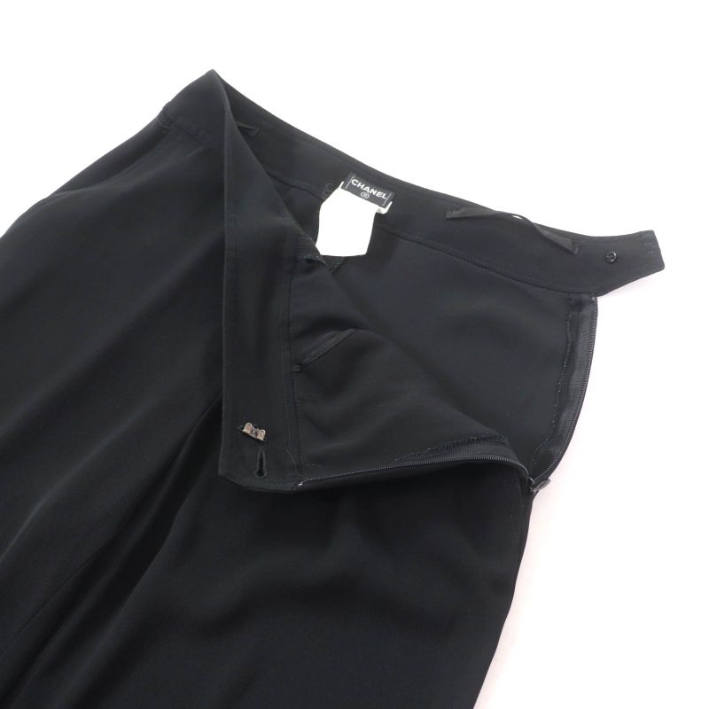 CHANEL Vintage 98P P10254 Coco Mark Buttoned Pants Slacks Bottoms Black 36 Made