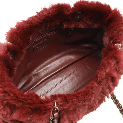Chanel Lapin Rabbit Fur Coco Mark Chain Bag Shoulder Bag Bordeaux Gold Hardware