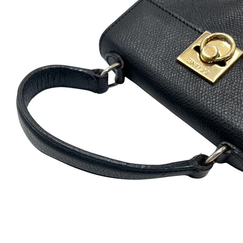 Celine Handbag Leather Gold Hardware Leather Gold Hardware Mini Old Black