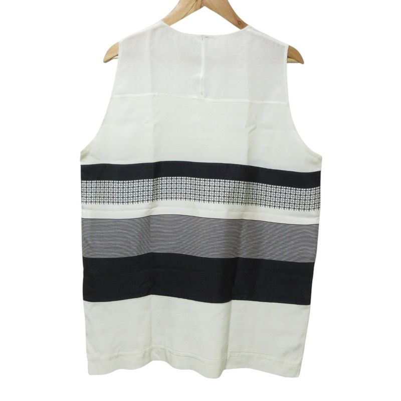 Good Celine Phoebe Period Silk Blend Striped Sleeveless Blouse 40 White And
