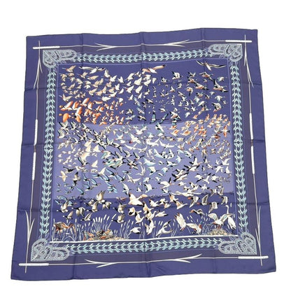 Hermes Carre 90 Libres Comme L'air The Sky Is Free Silk Scarf Blue