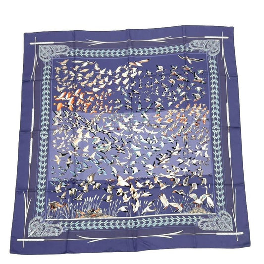 Hermes Carre 90 Libres Comme L'air The Sky Is Free Silk Scarf Blue