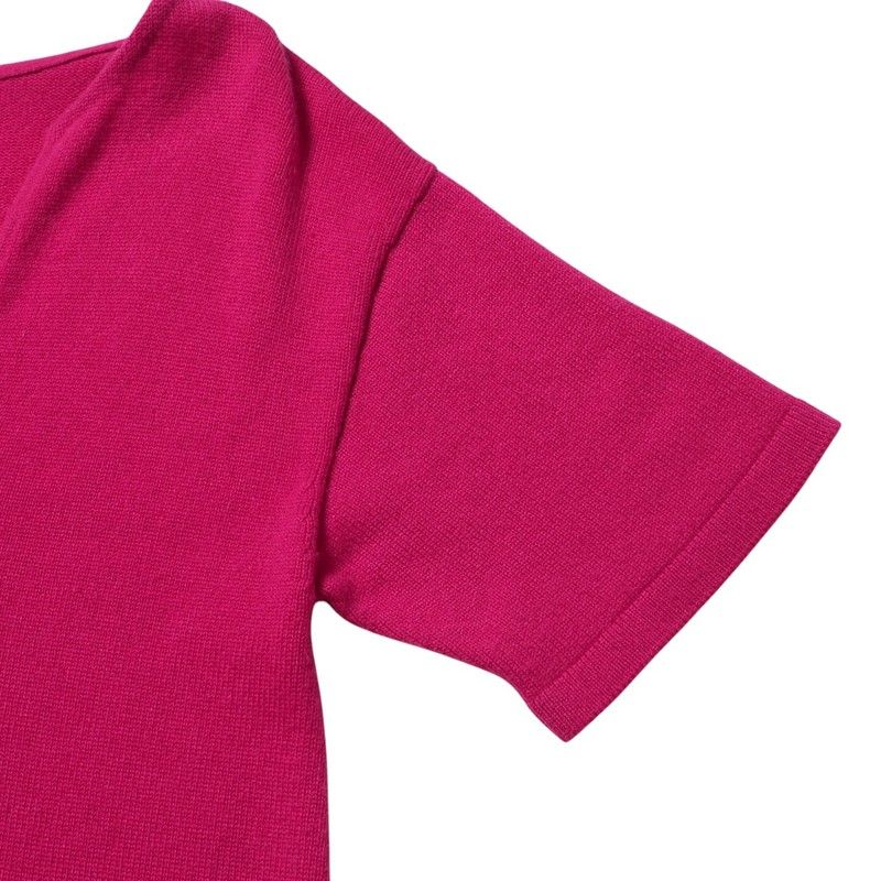 Hermes Dress Size 40 Cashmere Knit Short Sleeves Key Neck H Logo Made In