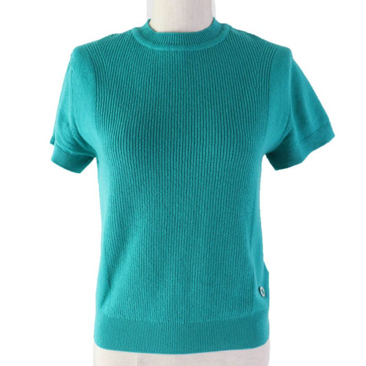 Hermes 2024 100% Cashmere Short Sleeves Short-sleeved Knit Green Tone 36 Made