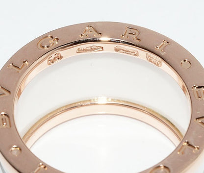 Bulgari Ring 18K Pink Goldx White Ceramic Bzero1 Ring 4 Bands 346518