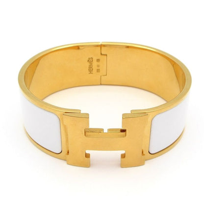 Hermes Bangle Click Clack H Gold And White