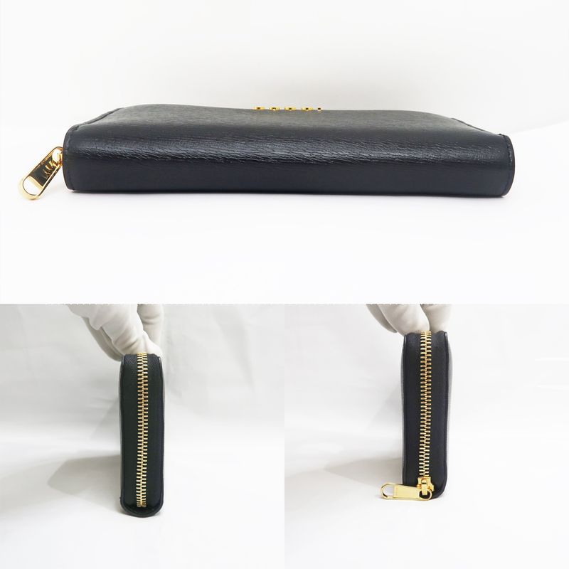 Gucci Script Zip Around 772642 Long Wallet Black Women's Men's