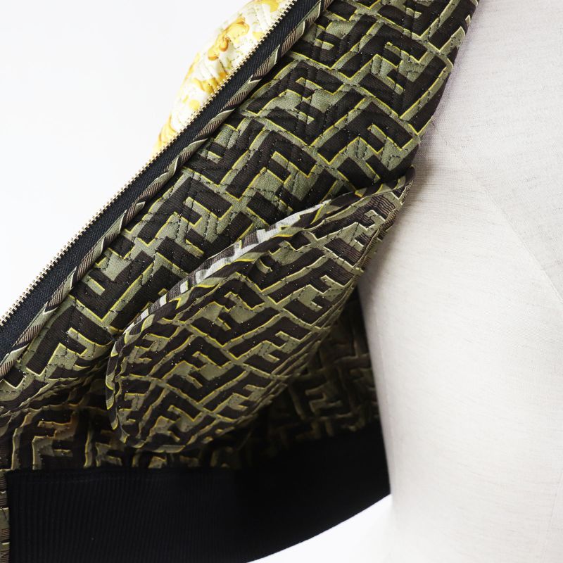 Fendace Fendi Versace 22SS Fj7258 Silk Blend FF Logo Baroque Pattern Blouson