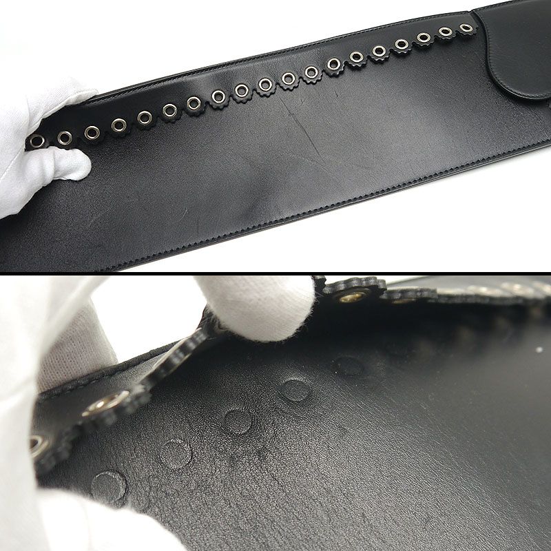 Dior Saddle Belt Waist Mark Leather Black *worn