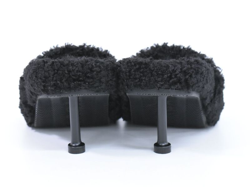 Authentic Balenciaga Logo Sandals Heels 35 Boa Black Women's Shoes Pre-owned