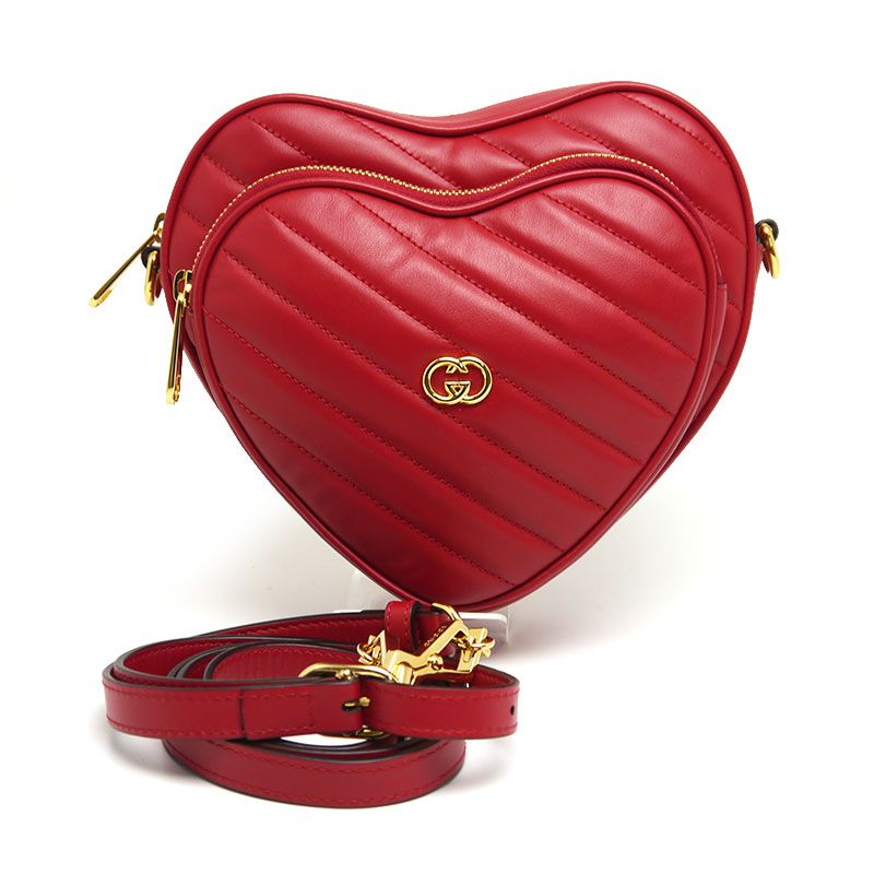 Gucci Interlocking G Shoulder Bag 751628 Heart Red
