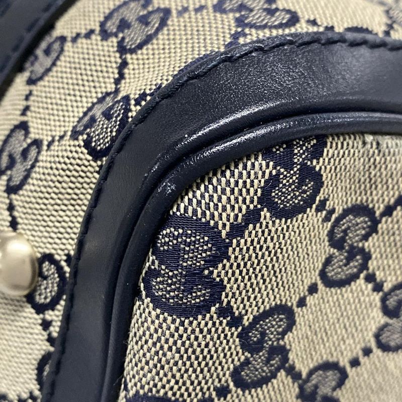 Gucci Handbag GG Pattern 269876 Navy X Ivory X Red Mini Boston Leather