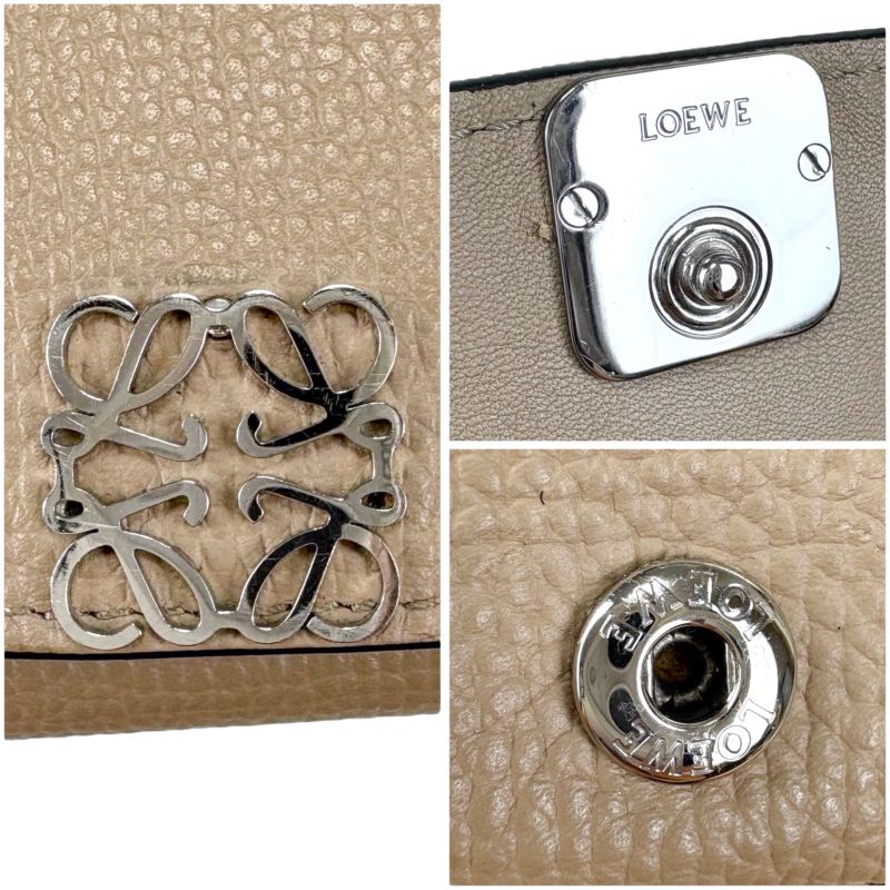 Loewe Trifold Wallet Vertical Wallet Trifold Wallet Sand Glaze Compact Wallet