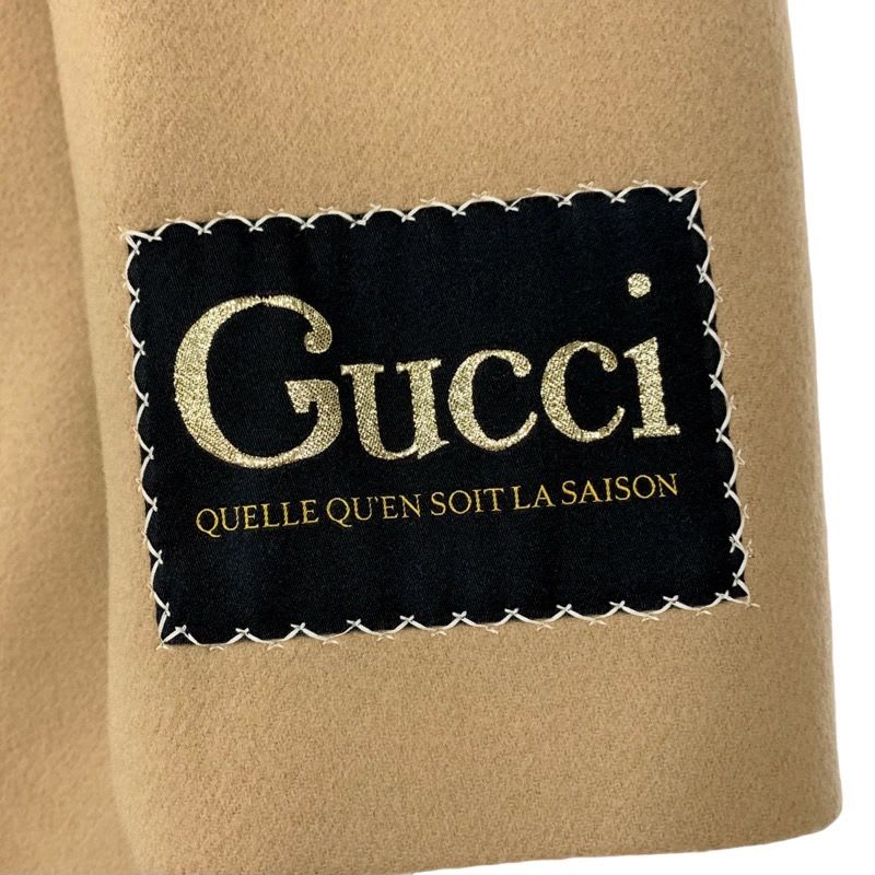 Gucci Single Breasted Coat Outer Chester Long Wool Beige Black