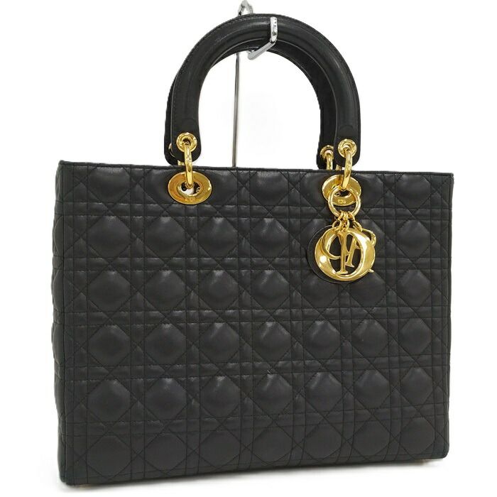 Christian Dior Lady Dior Large Handbag Cannage Leather Black