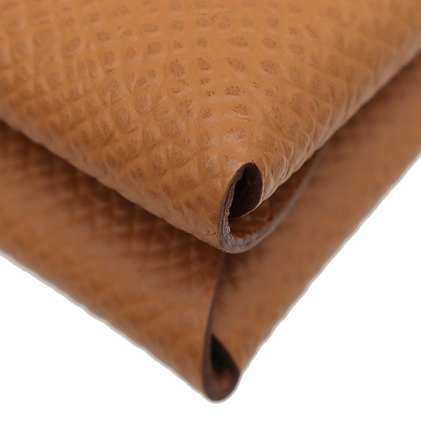 Hermes Card Case Calvi Duo Vaux Epson Gold Silver Hardware Never Used Brown W