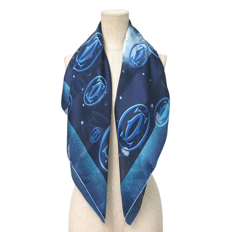 Cartier Scarf Double C Logo All Over Total Silk Large Shawl Scarf 20251015