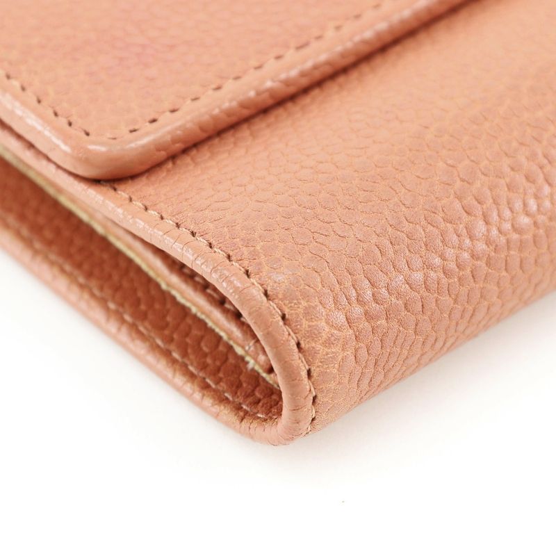 Chanel Coco Mark Caviar Skin Pink Women's Trifold Wallet