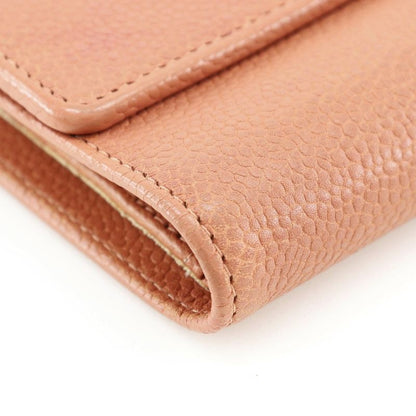 Chanel Coco Mark Caviar Skin Pink Women's Trifold Wallet