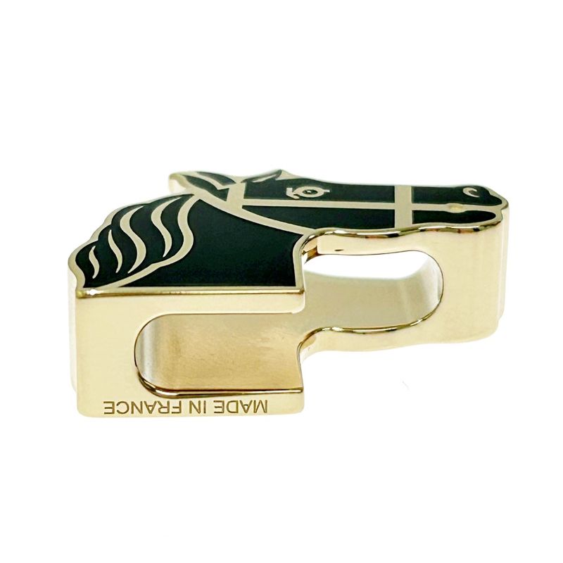 Hermes GP Cadrige Twillie Ring Scarf Ring Gold Black 324038 Scarf Ring