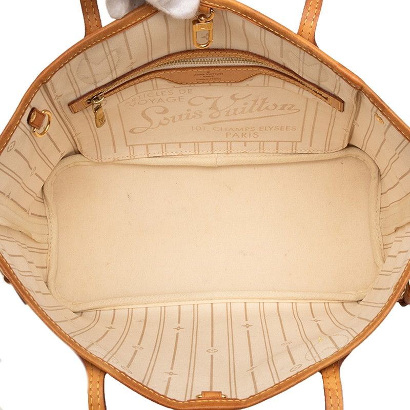 Louis Vuitton Damier Azure Neverfull PM Tote Shoulder Bag N51110 White PVC