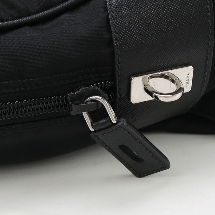 Prada Business Bag Va0702 Briefcase Nylon Saffiano Leather Men's